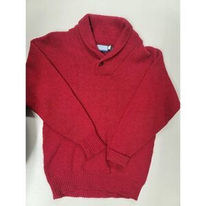 Fieldmaster Red Wool Knit Shawl Collar Button Pullover Sweater‎ Womens